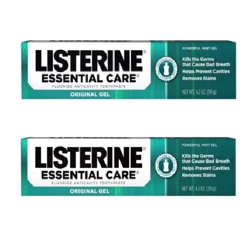 Listerine Essential Care Original Gel Fluoride Mint Toothpaste, 4.2 oz, 2 pk