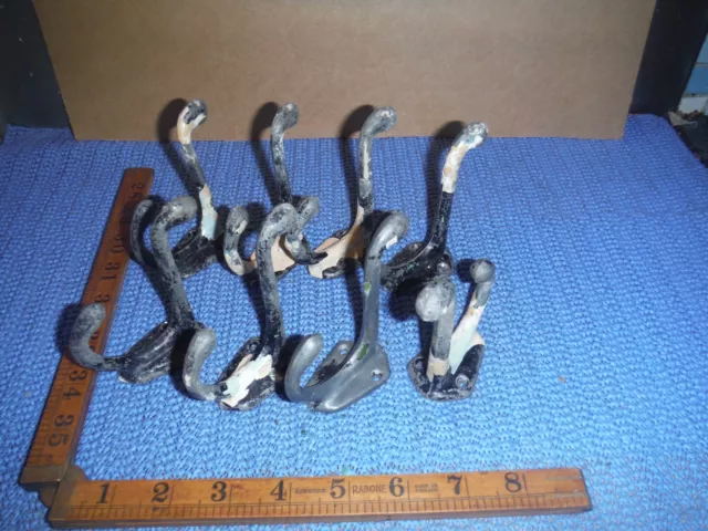 8X Vintage Retro School Office Coat Hooks Salvage Job Lot Restoration