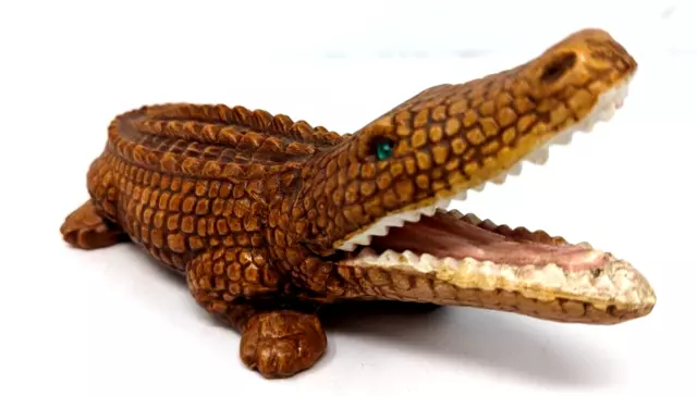 Vintage Kitschy Florida Alligator Coin Piggy Bank Brown Ceramic 8"
