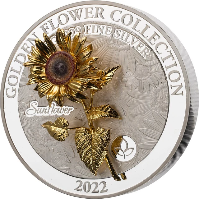 SUNFLOWER Golden Flower Collection 1 Kg Kilo Silver Coin 25$ Samoa 2022