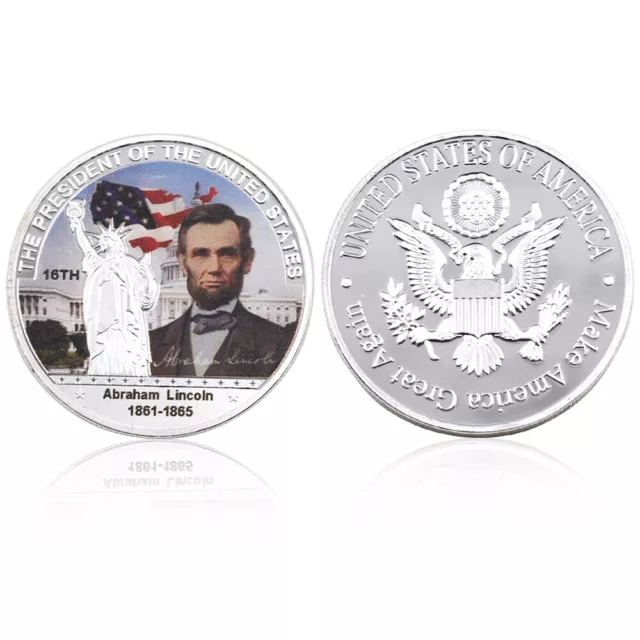 Abraham Lincoln Us 16th President Challenge Coin Silver Plated Souvenir Coin