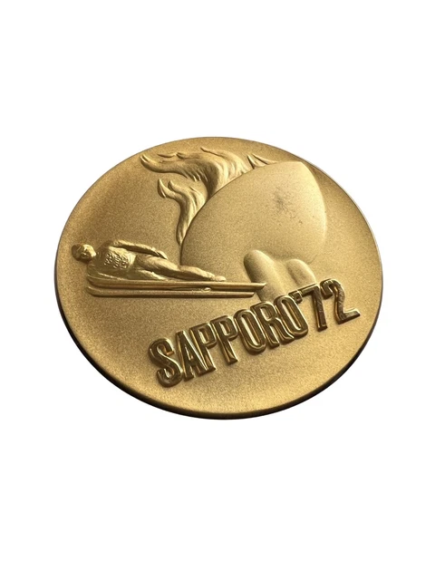 1972 Sapporo Olympic Winter Games Japanese Medal Japan Ski Jump Flame & Case