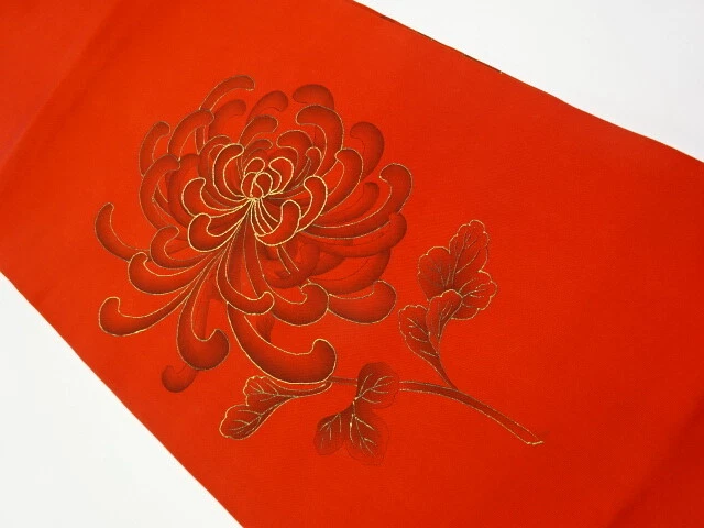 43237# Japanese Kimono / Vintage Nagoya Obi / Embroidery / Kinsai / Kiku