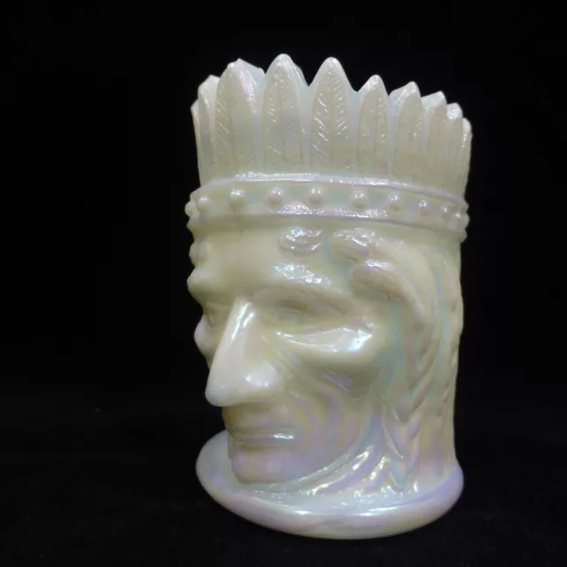 ST CLAIR Summit CARNIVAL Milk WHITE Glass TOOTHPICK HOLDER Native INDIAN Matches