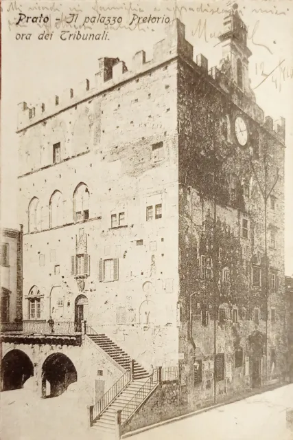 Cartolina - Prato - Il palazzo Pretorio ora dei Tribunali - 1910