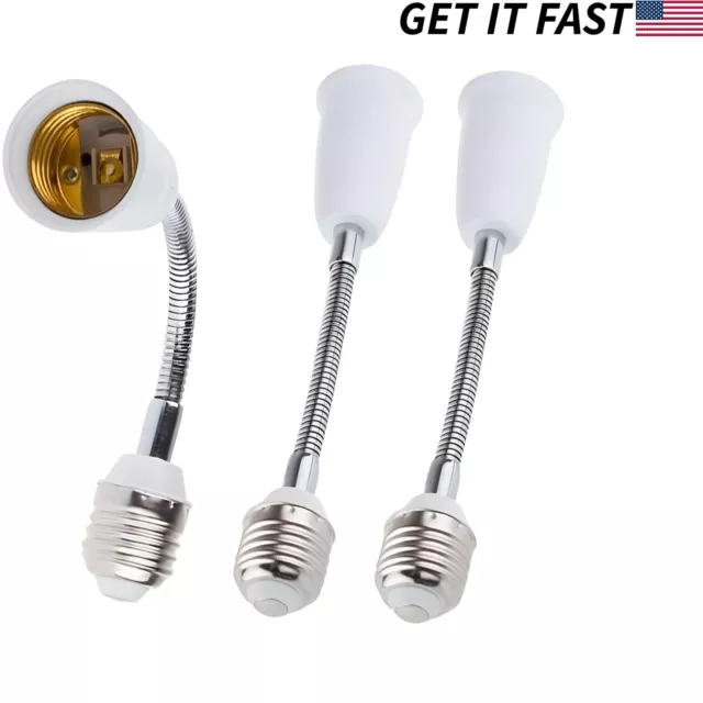 3 Pack E26 E27 Light Bulb Socket Flexible Extension Adapter Standard Medium Base