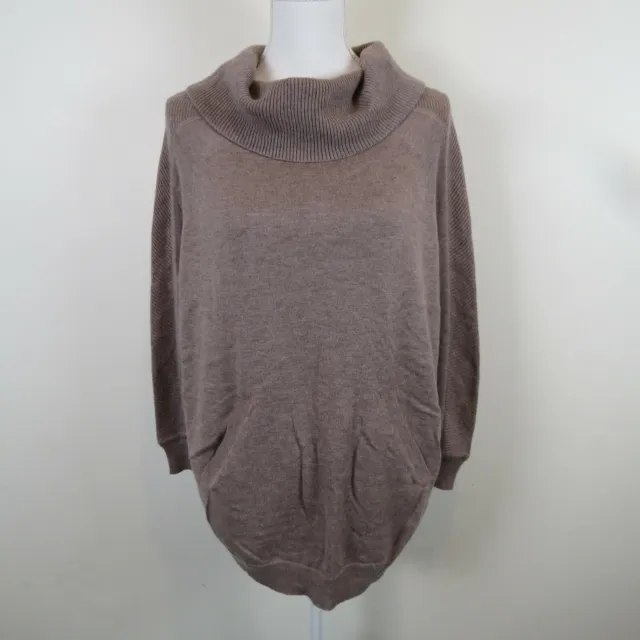 Fate Women's Size Small Turtleneck Knit Sweater Top Pullover Side Slit Brown P71