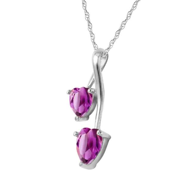 SILVER HEARTS NECKLACE WITH NATURAL AMETHYSTS (White)