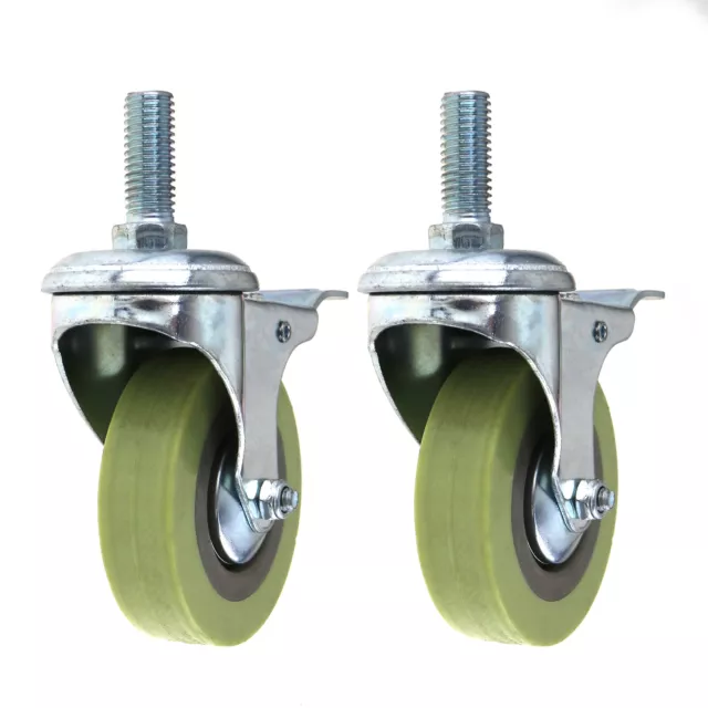 2x 3 Inch Swivel Bolt Hole Brake Castor Wheels Trolley Furniture Caster