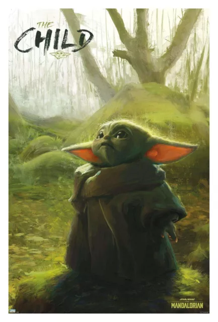 Star Wars The Mandalorian Forest Wall Poster 22x34 Disney+ Baby Yoda Child Grogu