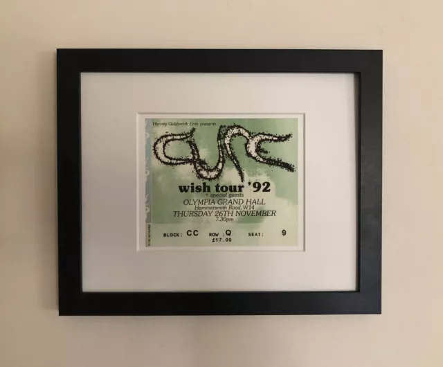 THE CURE - 1992 “ Wish tour “ Olympia Grand Hall framed ticket giclee print