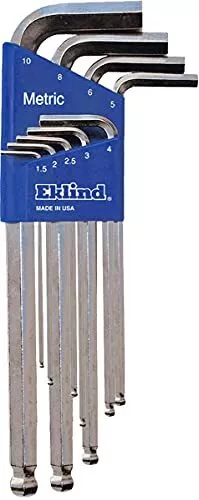 Eklind 13709 Bright-Ball-Hex-L Key Allen Wrench - 9pc set Metric MM sizes 1.5-10