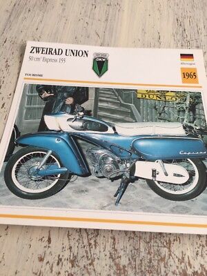 1965 Carte moto Collection Atlas Allemagne DKW Hummel Zündapp 50 express 155 