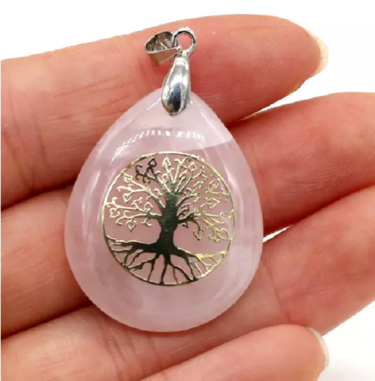 Chakra Reiki Healing Stone TREE OF LIFE Pendant 22" 925 Sterling Silver Necklace