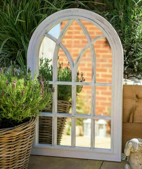 Ex Large 62x92cm Rustic Look Window Style Arch Mirror Garden Home Wall Mounted