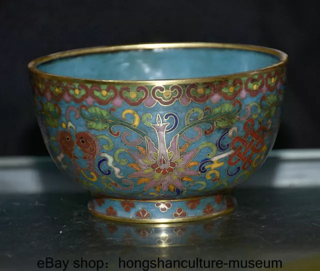 4.4 " Qianlong Marked China Cloisonne enamel Bronze Dynasty Flower Pattern Bowl