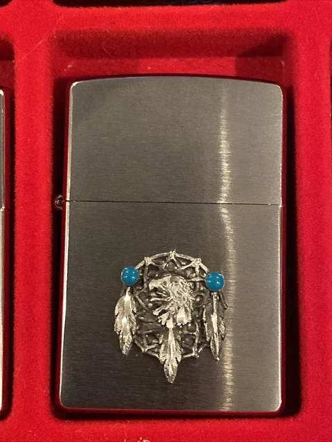 New Zippo Lighter Silver Dream Catcher Turquoise Beads With Orange Sticker