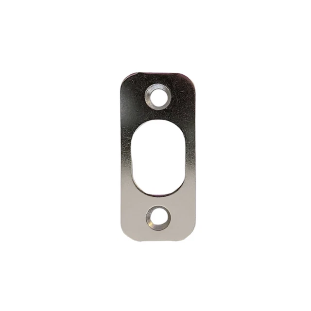 Deadbolt Strike Plate Door Backplate 1" x 2 1/4" Round Corner satin nickel brass