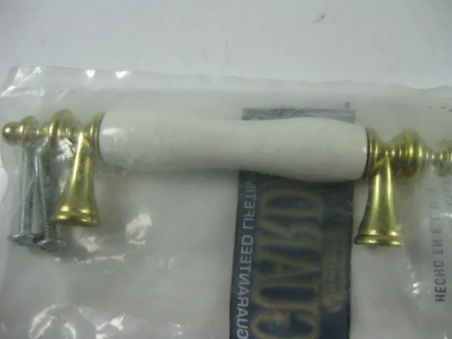 1 Amerock BP76243-W3 Polished Brass 3"cc Cabinet Bar Pull, White Ceramic Center 