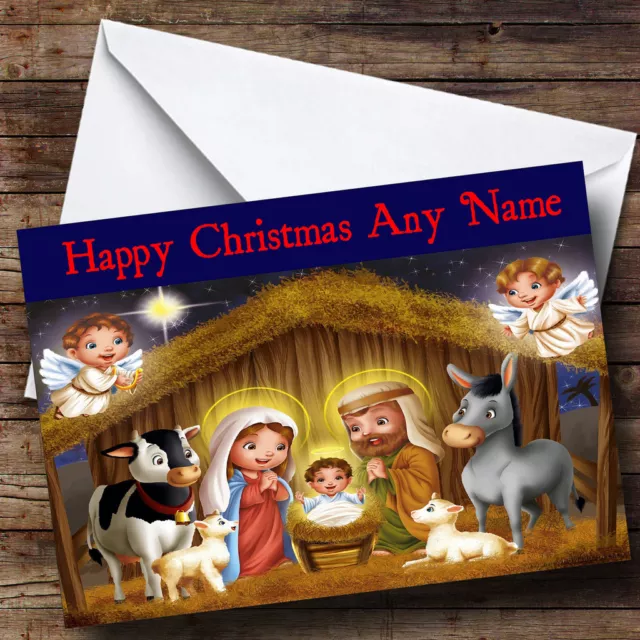 Nativity Scene Christmas Greetings Card Personalised