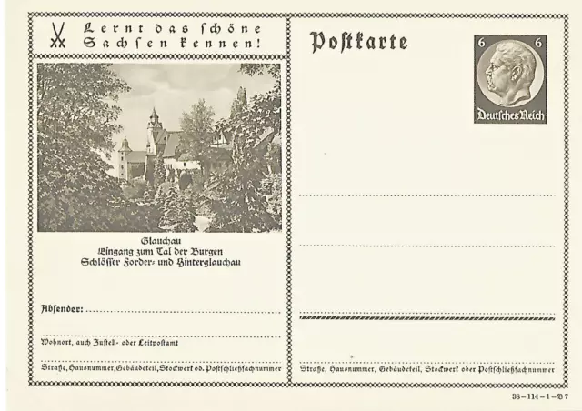 Empire Allemand Entier Postal P 236 Glauchau DD38-114-1-B7