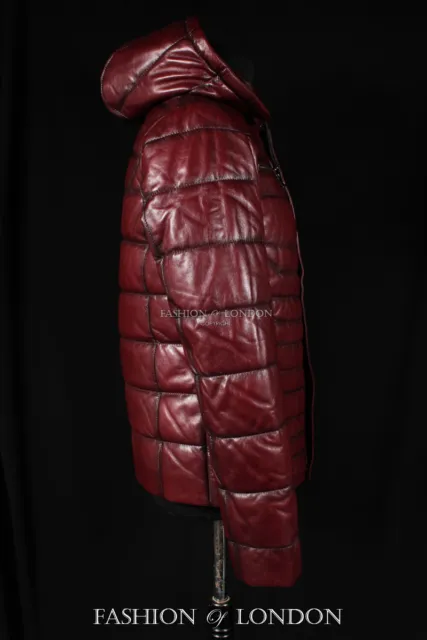 Men's PUFFER Quilted Leather Jacket Cherry Italian Lambskin Leather Jacket 3
