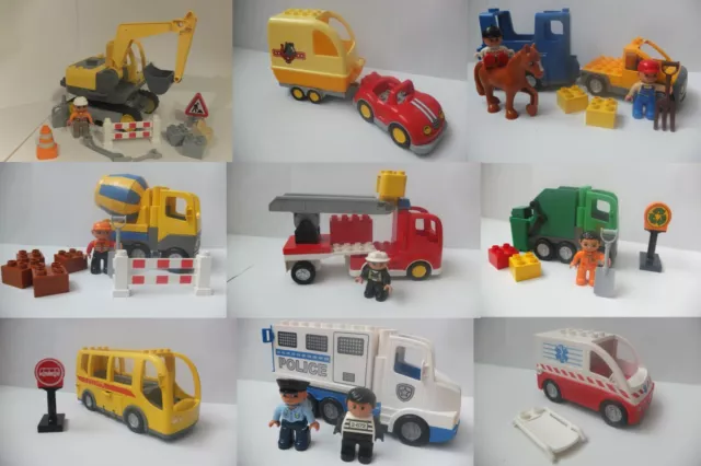 Lego Duplo Auto Fahrzeuge Mähdrescher Feuerwehr Krankenwagen Bus Müllauto Trakto