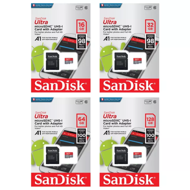 SanDisk Ultra 16GB 32GB 64GB 128GB 200GB Micro SD Memory Card Class 10 TF Karte