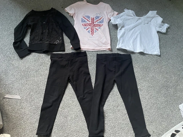 M&S George Tu Next Girls Cardigan T-shirt Leggings Bundle Age 3-4 Years