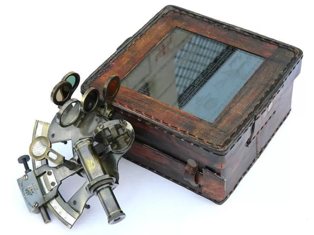 Antik Schöne Messing Marine Nautisch Sextant Navigation Astrolabium Maritim