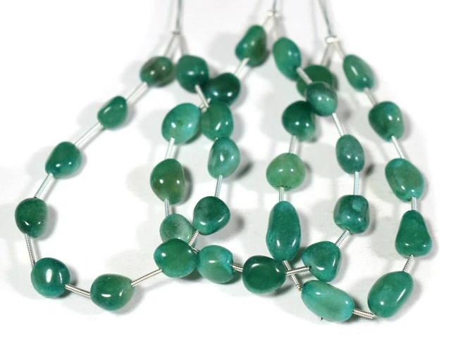 Genuine A++ Green Agate Nugget Smooth Gemstone Beads 6" For Jewelry Making
