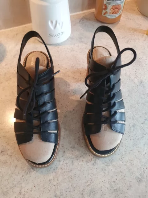 LADIES CLARKS SIZE 4 D Somerset Black Leather Gladiator Style Sandals Heeled 16.00 PicClick UK