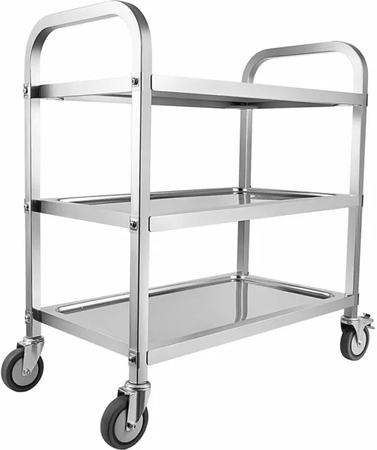 Minneer 3Tier Stainless Steel Kitchen Cart Rolling Storage Shelf Utility Trolley