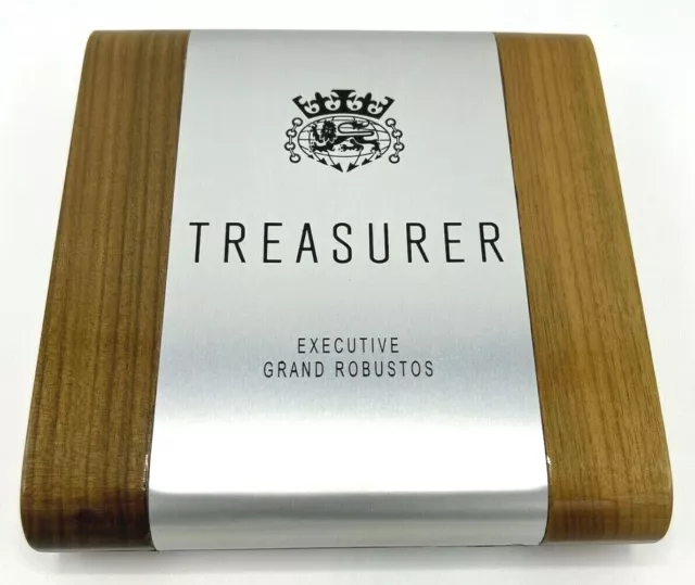 Treasurer Burl Walnut Wood Cigar Humidor Box (Holds 5 Robusto Sized Cigars)