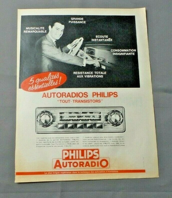 Pub Publicite Ancienne Advert Clipping 170519 Autoradio Philips Tout-Transistors