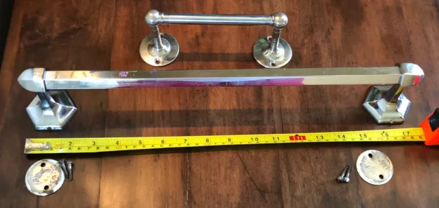 Old Antique Pair Victorian Art Deco Period Towel Rod Bar Holders Bath Bathroom