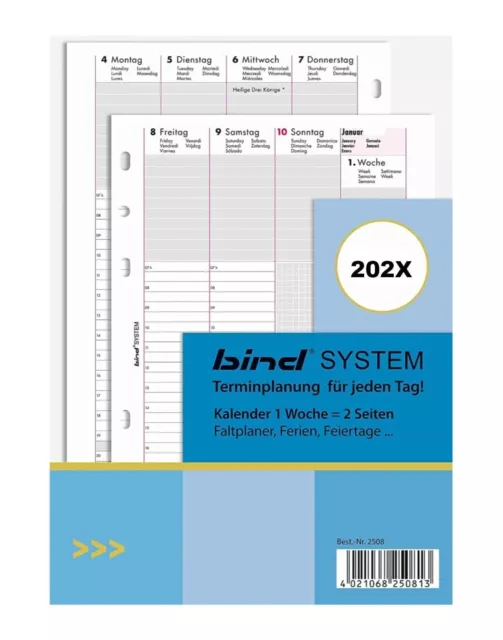 bind Calendar 2024 DIN A5 Calendar Insert Daily Calendar 1 Week / 2 Pages B25082