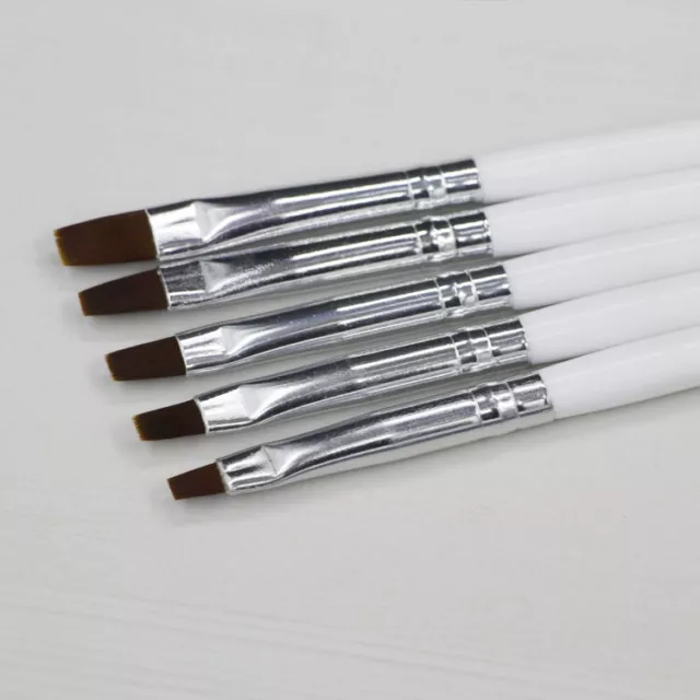 Juego de 5 pinceles para arte en uñas bolígrafo de pintura profesional cabeza plana cepillo de línea de dibujo