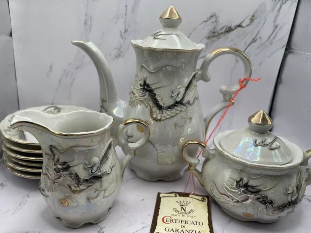 Capodimonte Italy Tea Coffee Set NO Cups Dragons Italian Vintage Porcelain