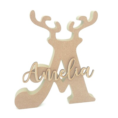 Personalizzato non associate MDF Regalo di Natale in Legno Lettera Craft corna di renna 