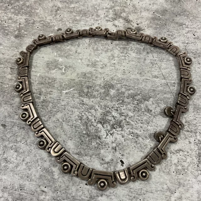 Vintage Mexicain Argent Sterling Unique Modèle Maillon Collier / Ras Du Cou