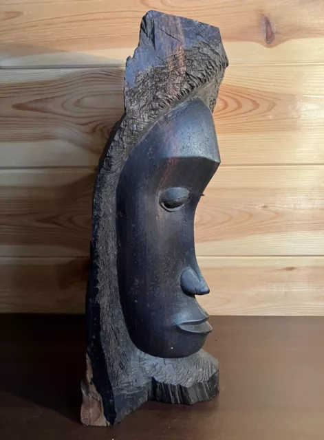 Face in Portrait Vintage Hand Carved Makonde Tanzanian Art Sculpture 1.7 Kilos