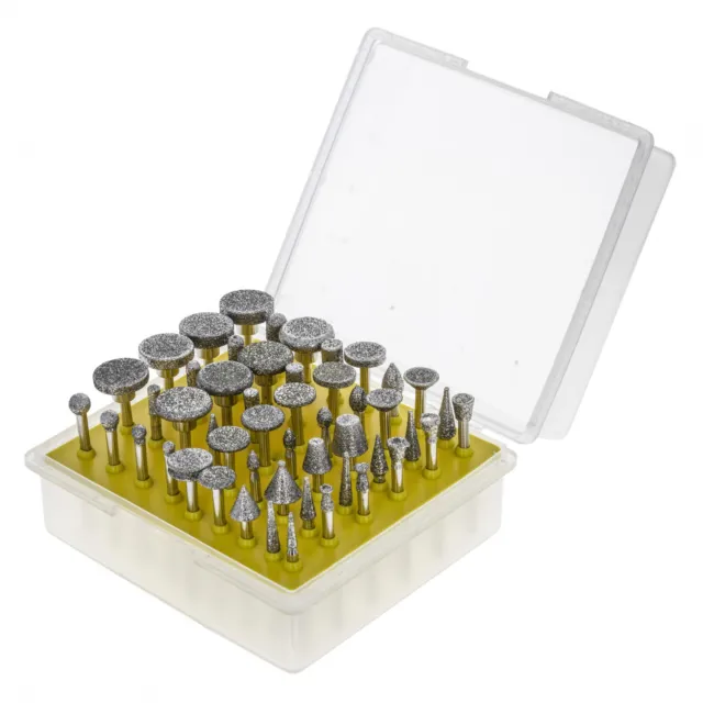 50pc Diamond Burr Bit Set for Rotary Tool 60 Grit