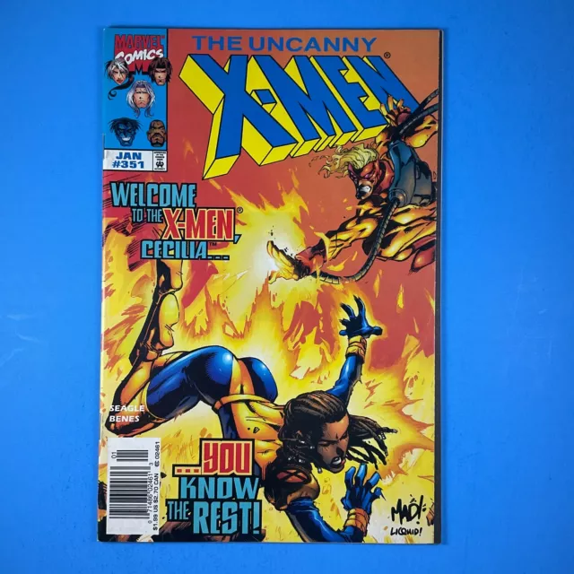 Uncanny X-MEN #351 NEWSSTAND UPC Marvel Comics 1998 Pyro vs Cecilia Reyes!