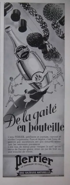 Publicité Presse 1935 Perrier Le Champagne De Eau Gazeuse Naturelle -Advertising