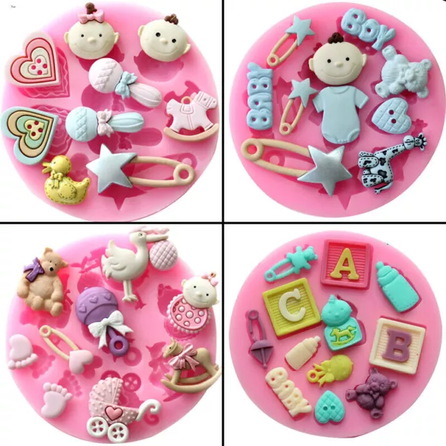 Baby Shower Silicone Fondant Mould Baking Cake Decor Sugar Craft Chocolate Mold