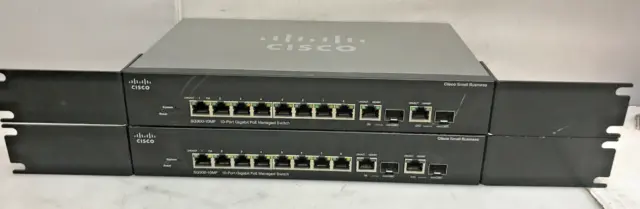 Lot of 2 Cisco SG300-10MP,  10-PORT Gigabit PoE Switch, Managed & Rack Mounts