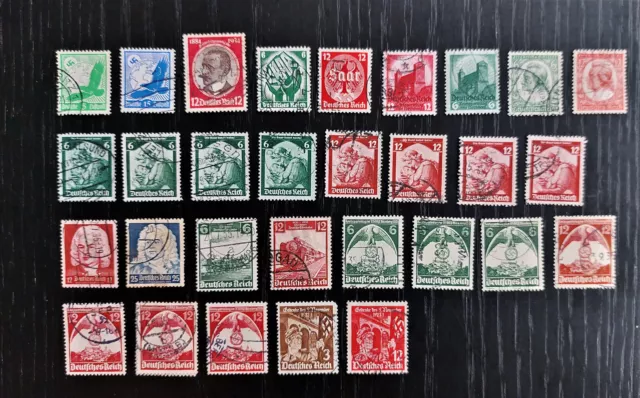 Dt. Reich 1934-35, Posten aus Mi.-Nr. 529-599 gestempelt, Lot, 5 Sätze komplett