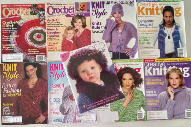 Lot of 9 Knit 'N Style Creative Knitting Crochet World Books Magazines