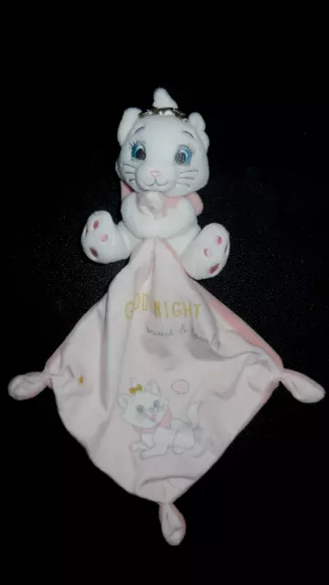 doudou mouchoir chat Marie blanc rose Good Night lune étoile DISNEY NICOTOY